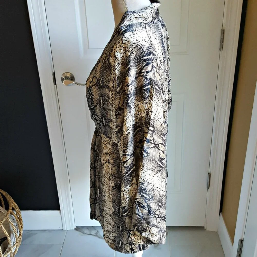 NEW! STORIA Satin KIMONO Snake PRINT DRESS SZ M